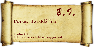 Boros Izidóra névjegykártya